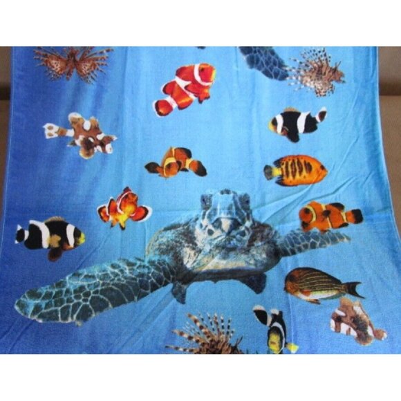 New Hawaiian Sea Turtles Bath Beach Pool Cotton Gift Towel Honu Turtle Coral NIP - Picture 3 of 4